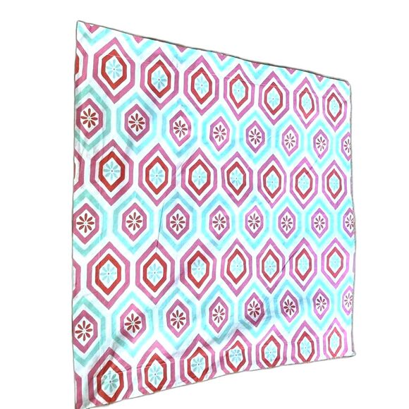 POTTERY BARN Teen Diamond Daisy Pink Teal White Pillow Euro Sham 26 x 26 inches - Picture 1 of 10